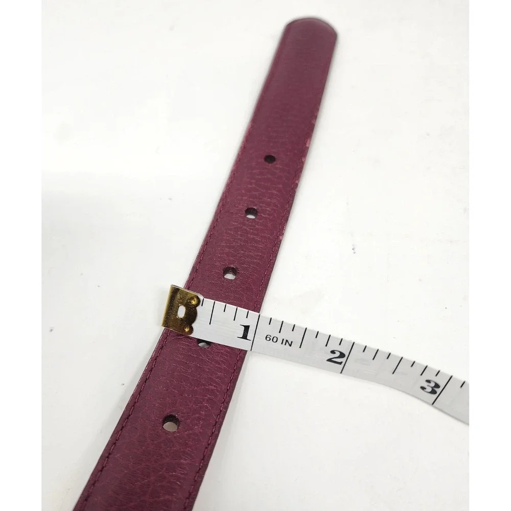 LL Bean Full Grain Leather Belt Women's L Red Classic Silver Buckle